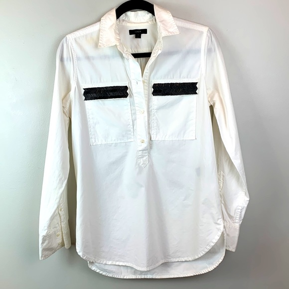 J. Crew Chevron Beaded Popover In White - Picture 3 of 7